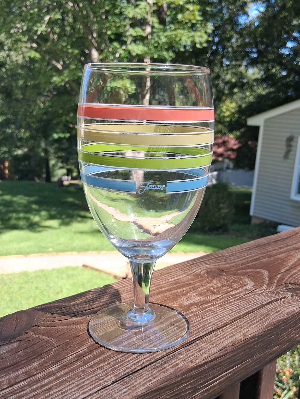 1 FIESTAWARE Fiesta Coordinates 16 oz Water/Wine Goblets Pastel Strips